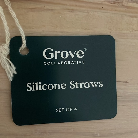GROVE reusable silicone straws set of 4 with cleaning brush NEW - Picture 5 of 9